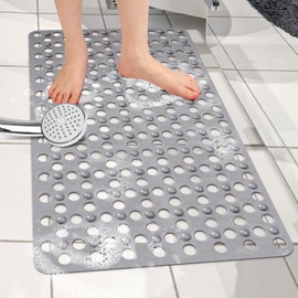 Non-Slip Bathtub Mat 31.5"x17.7" - 200+ Suction Cups, Quick-Dry PVC Shower Mat with Drain Holes - Slip Resistant for Bathroom, Machine Washable Grip Mat