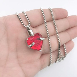 YOUFENG Birthstones Heart Cremation Pendant Urn Necklaces for Ashes Urns for Human Ashes Memorial Locket Keepsake Ashes Jewelry with Fill Kit