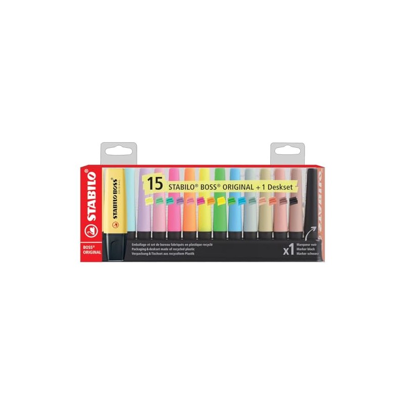 STABILO Boss Original Highlighter Set Office Highlighter 5 Neon +