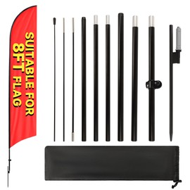 1 Sets 10FT Heavy Duty Feather Flag Pole Kit for 8FT Swooper Flags, Portable Reinforced Aluminum Banner Pole with Rotating Ground Stake, Ideal for Outdoor Advertising, Storefronts (10FT, 1 Sets)