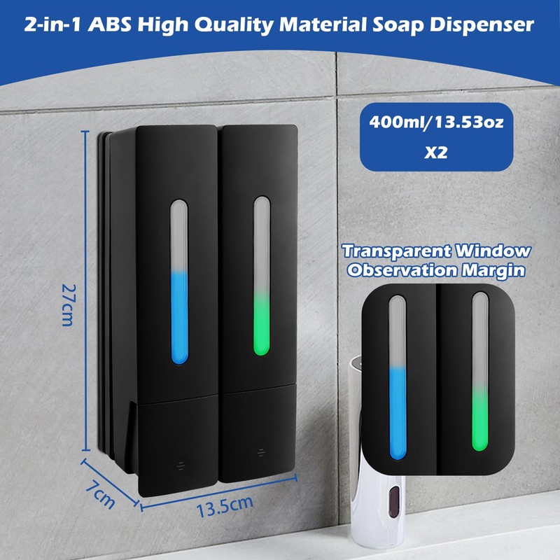 VFANDV 2 x 400 ml Wall Soap Dispenser No Drilling