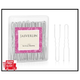 JASVERLIN U Shaped Hair Pin Silver, Bun Pins for Women Long Large Bobby Pins Hai