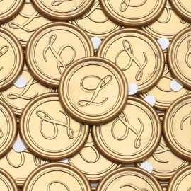 Andotopee 50pcs Gold Wedding Invitation Seals, Self-Adhesive Letter L Stickers, Premade Sealing Wax Initials for Party Birthday