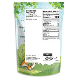 Dried Diced Pineapple, 1 Pound - Sweetened, Unsulfured, Kosher, Bulk