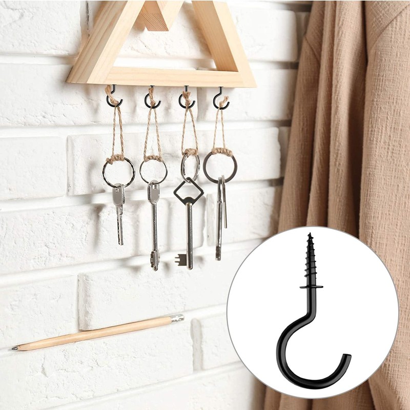 Goiio 100 Pieces 1/2 inch Ceiling Hooks, Black Zinc Plated