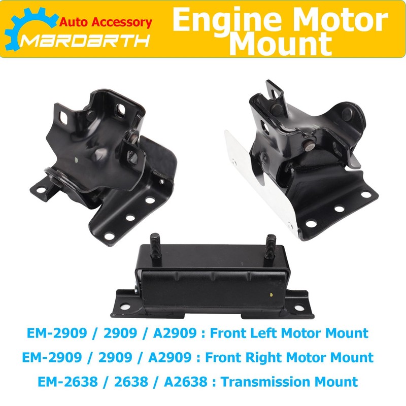 Set of 3, Engine Motor Mounts and Trans Mount Compatible