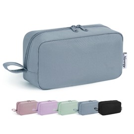 Narwey Cute Makeup Bag Small Toiletry Bag Travel Cosmetic Bag Organizer Make Up Bags with Organized Pockets for Women (Greyish Blue, Large)
