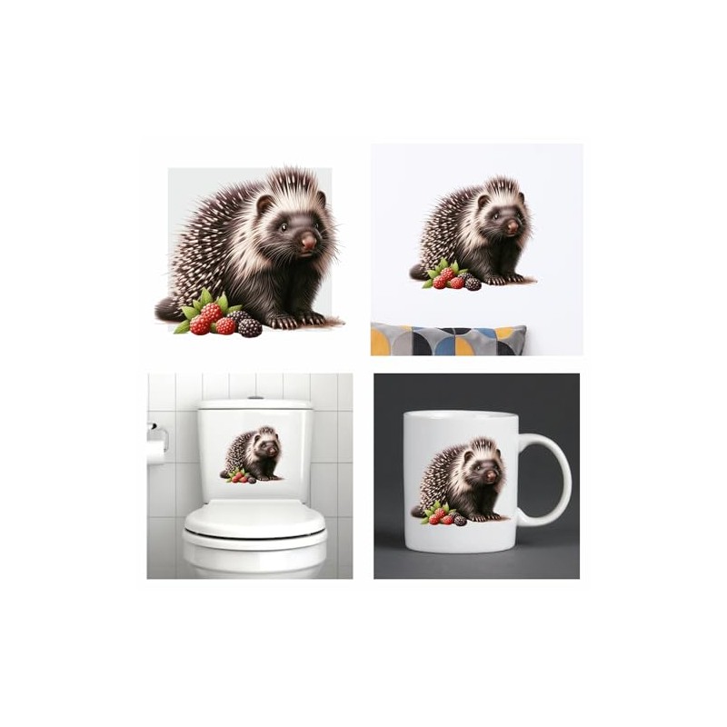 Porcupine Stickers, Forest Animal Mugs & Cups, Covering Marks, Car