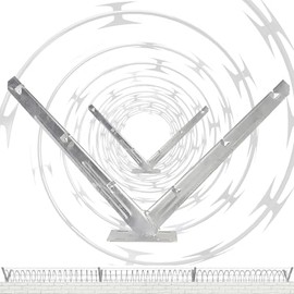 RAUMPA Razor Wire Fencing Mount V Bracket, Galvanized Barbed Wire Wall Fence Topper Mounting Extension Arm Brackets Shelf Kit Shelves, Anti - Theft Wire Fence Net Holder