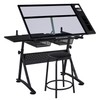 Yaheetech Drafting Table w/Stool Height Adjustable Multifunctional Art Craft Artists