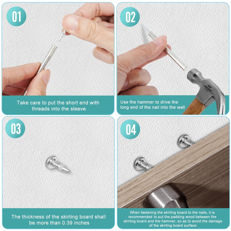 300 Pcs Krttwwx Double-Head Skirting Thread Seamless Nail, Double-Headed Nails,