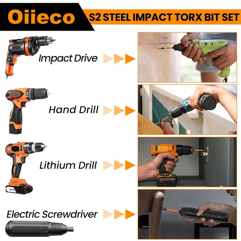 Oiieco 13 Pcs Long Torx Bit Set for Impact Driver,