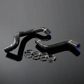 G-PLUS Silicone Radiator Hose Kit w/Clamps Compatible With 1995-1999 NISSAN Maxima VQ30DE VQ 3.0L (Black 2 PCS)