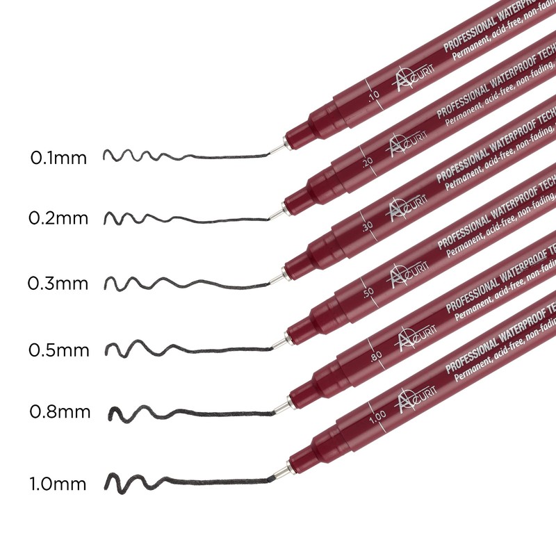 Acurit Waterproof Technical Pens - Professional Waterproof Technical Pen, Rich