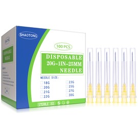 SHAOTONG SHAOTONG 20 Gauge 1 Inch Luer Lock Accessories Disposable Lab Supplies, Pack of 100