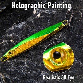 Dr.Fish 5 Pack Fishing Jigs Metal Jigging Spoon Vertical Diamond Jig Lures Fishing Casting Spoon Trolling Saltwater Freshwater for Mackerel Striper 1/2oz