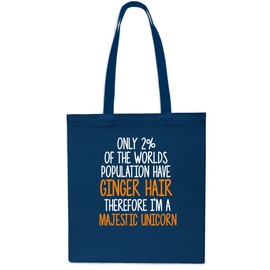 Only 2% of The Worlds Population Have Ginger Hair, Majestic Unicorn Tote Shopping Gym Beach Bag 42cm x38cm, 10 litrest-Small-Navy
