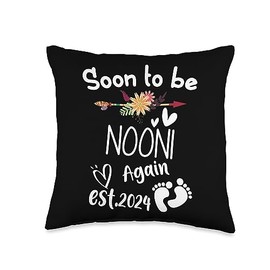 Soon To Be NOONI Again Est.2024 Baby Shower Pregnancy Throw Pillow, 16x16, Multicolor