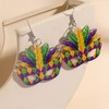 coadipress Colorful Mardi Gras Acrylic Earrings for Women Feather Mask