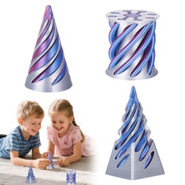 Spiral Cone Fidget Toy - 3Pcs Impossible Cone Fidget Toy Set, 3D Printed Optical Illusion Stress Reliever, Impossible Cone Puzzle Toy for Focus & Fun, Cool Fidget Gift for Kids & Adults, Blue