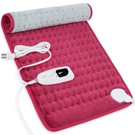 Heating Pad-Electric Heating Pads for Back,Neck,Abdomen,Moist Heated Pad for Shoulder,Knee,Hot Pad for Arms and Legs,Dry&Moist Heat & Auto Shut Off(Burgundy,12''×24'')