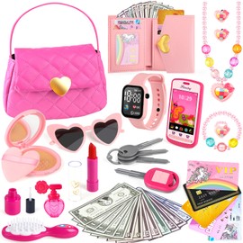 Meaicezli Toddler Purse with Watch, Phone, Pretend Play Toys for Girls 3+