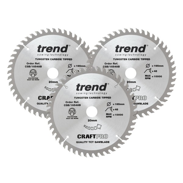 Trend CraftPro Multi-Pack Circular Saw Blades, 165mm x 48 Teeth