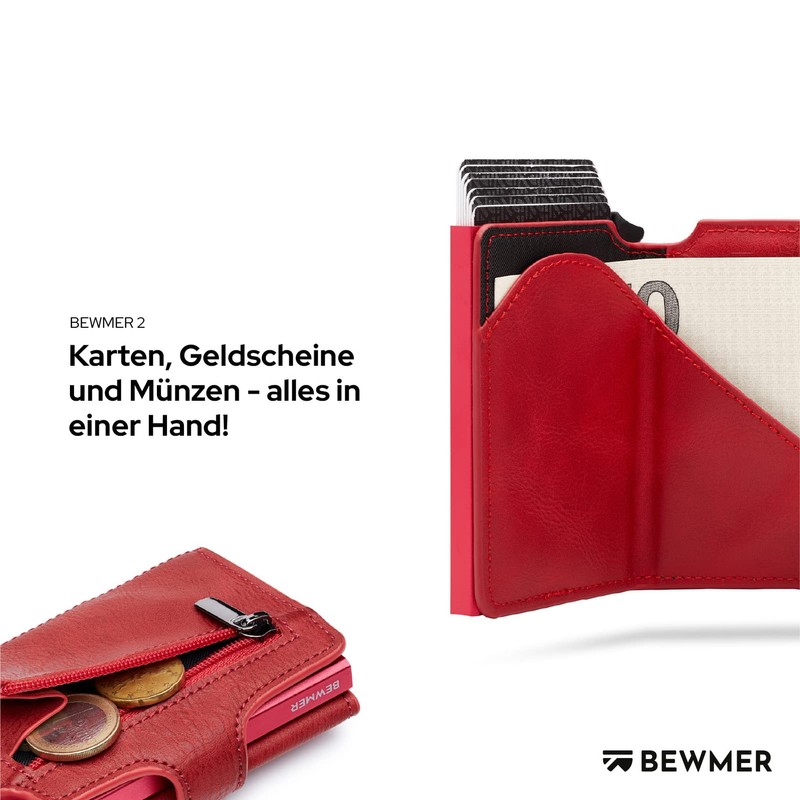 BEWMER v2 Shielded Slim Wallet with Coin Compartment for Men
