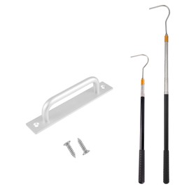 Attic Ladder Pull Down System, Attic Stair Pull Kit Includes Telescopic Pull Rod Pole Up to 64in Extension with Aluminum Alloy Handle and Stainless Steel Hook Attic Ease for Attic Ladder Accessories