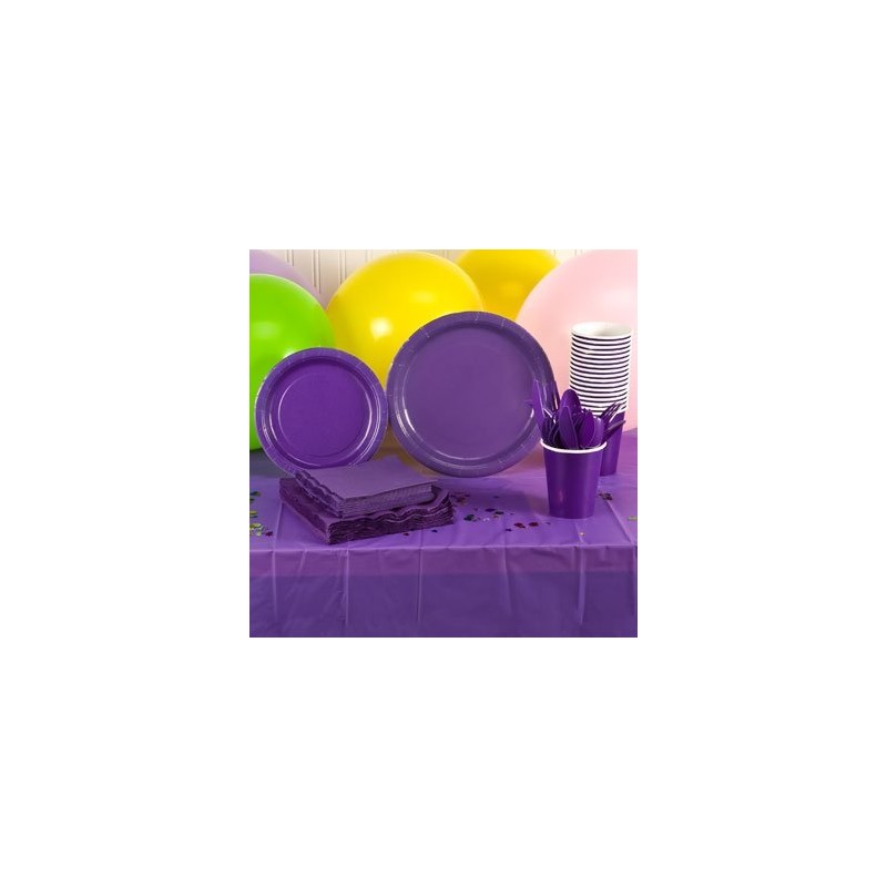 3-PACK DISPOSABLE PLASTIC TABLE COVERS / TABLECLOTHS (PURPLE)