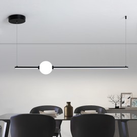 SUNMOO 40" LED Linear Pendant Light, Dimmable Led Light Fixture, Linear Dinning Room Light, Kitchen Island Lights for Kitchen Island Dining Room Pool Table and Office Black