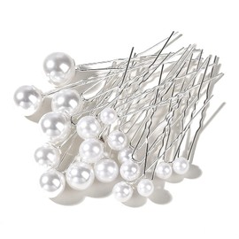 YFFSFDC U-Pin Hair Clips, Pearl (Silver, Set of 18)