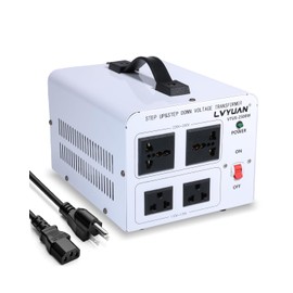 LVYUAN 2500W Voltage Transformer Power Converter Step Up 110V to 220V, Step Down 220V to 110V, 110/120 Volt - 220/240 Volt