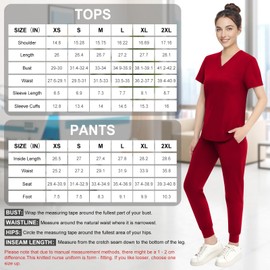 Eadflie Medical Scrubs Set for Women - Classic V-Neck Top & Jogger Pants with Stretch Nursing Uniform Scrub Suit