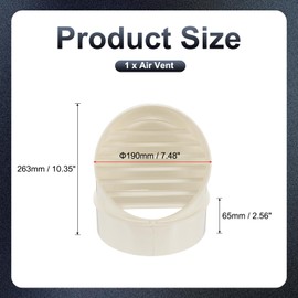 PATIKIL 8" Round Soffit Air Vents, PVC Louver Vent Cover Wall Vent Outside Caps Half Spherical Dryer Air Vent Cap for Exhaust Air Ventilation HVAC System Outlet, White