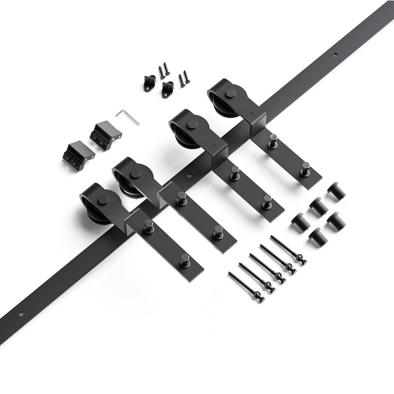 EaseLife 6.6FT Bypass Double Sliding Barn Door Hardware Kit,Single Track,