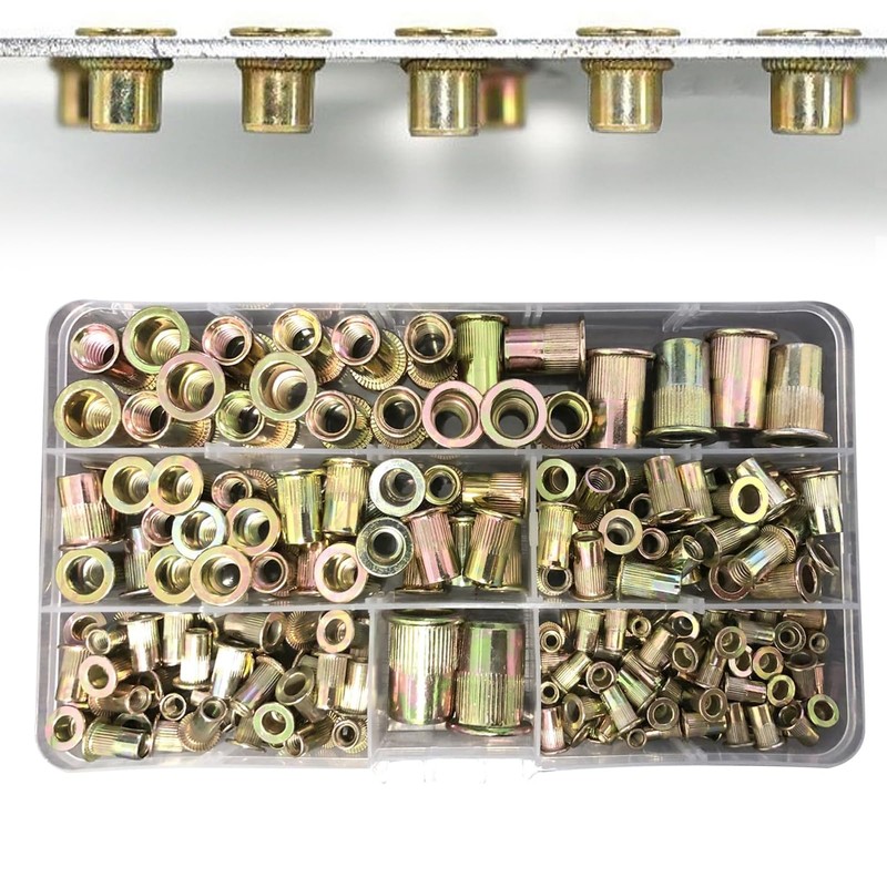 192pcs Threaded Inserts Rivet Nuts Kit Assorted Rivet Nuts Set