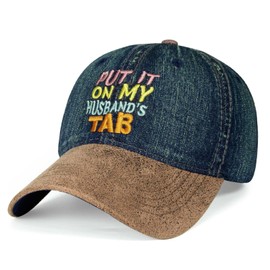 Put It on My Husband's Tab Baseball Cap Embroidered hat Funny Trucker Hats Vintage Truck Blue