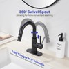 Kablle Bathroom Sink Faucet with Pull Down Sprayer, Matte Black