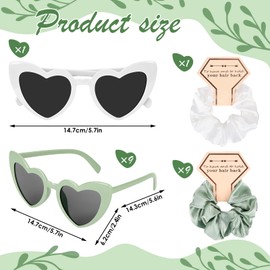 Lnjya Pack of 20 Jga Glasses Team Bride Hair Scrunchies, Heart Sunglasses, Party Glasses, Team Bride Bracelets, Bride to be Decoration, 10 Heart-Shaped Glasses + 10 Bride Hair Bands
