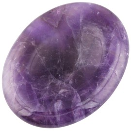 mookaitedecor Amethyst Thumb Stone Crystal Gemstone Massage Stone with Hollow Worry Stone for Healing Reiki Size Approx. 45 x 35 x 8 mm (Pack of 2)