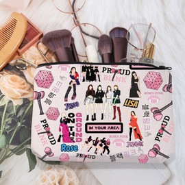 MEIKIUP K-Pop Women Band Cosmetic Makeup Bag Blink Fans Gift K-pop Lover Gift K-pop BPink Singer Fans Gift K-pop Merchandise (area bag)