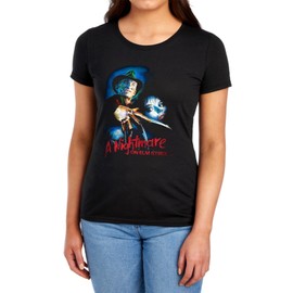 Popfunk A Nightmare On Elm Street Vintage Airbrush Poster Women's T Shirt, Black, Large