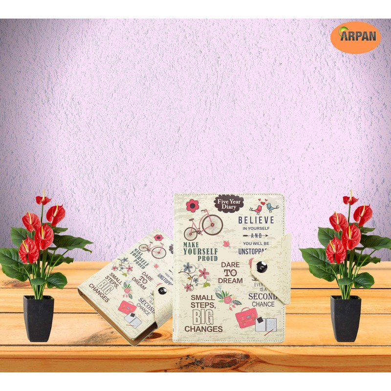 Five 5-Year Diary Organizer - Undated Daily Planner Journal Book