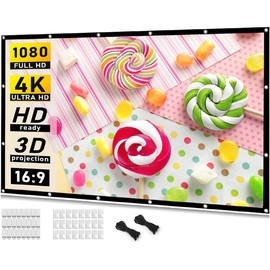 80 inch Projector Screen 16:9 Foldable Anti-Crease Portable Projector Movies Screens for Home Theater Outdoor Indoor Support Double Sided Projection