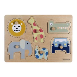 Kindsgut Wooden Puzzle for Toddlers, High Quality Toy in Simple Design and Subtle Colours for Fun Fun Nice Gift Safari