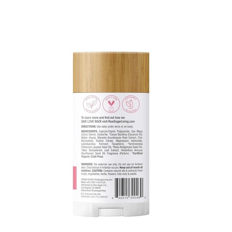 Raw Sugar Aluminum Free Deodorant Stick Simply Deo Beach Rose