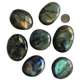 Manekieko Natural Labradorite Irregular Polished Crystals and Healing Stones, Worry Stone Pebble Chakra(81-99g)