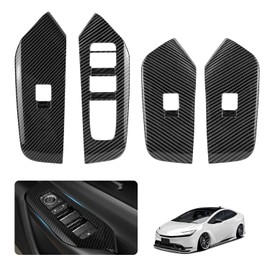 Vlookee 5th Generation Prius 60 Series Accessory Window Switch Garnish Carbon Fiber Color ZVW60 ZVW65 MXWH60 MXWH65 New Prius 60 Series Accessories, ABS, Scratch Resistant, Easy Installation