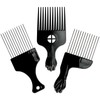 3PCS Metal Afro Comb Set - Black, for Hairdressing &
